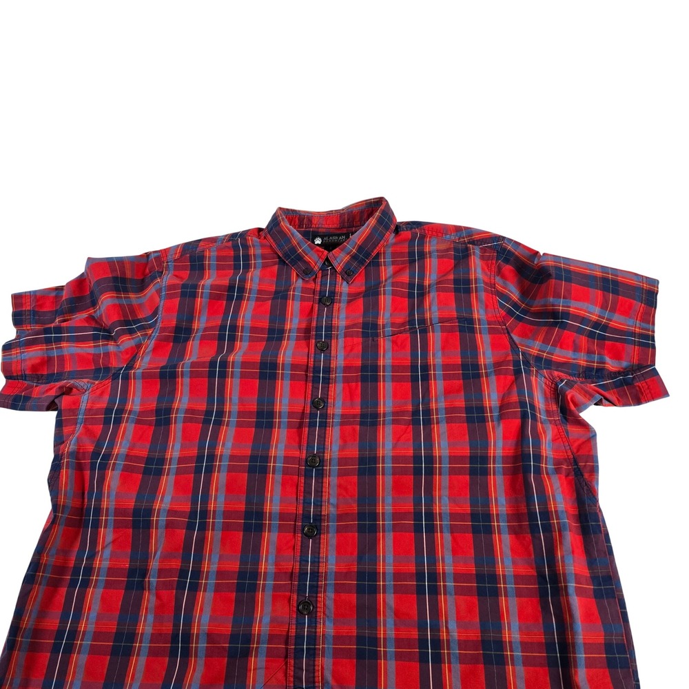 Alaskan Hardgear Plaid Short Sleeve Button Down Shirt 2XL Tall Men Red Blue